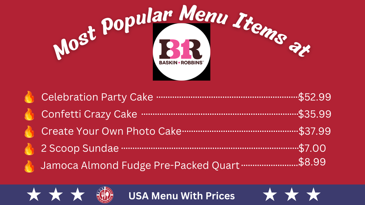 Most Popular Menu Items at Baskin Robbins Menu