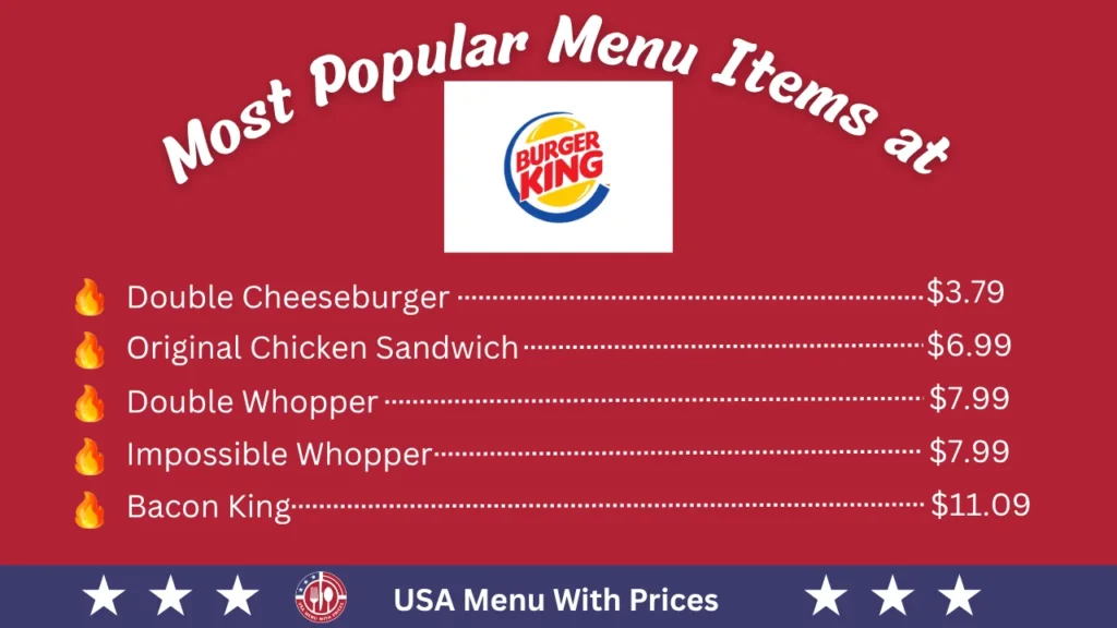 Most Popular Menu Items at Burger King Menu