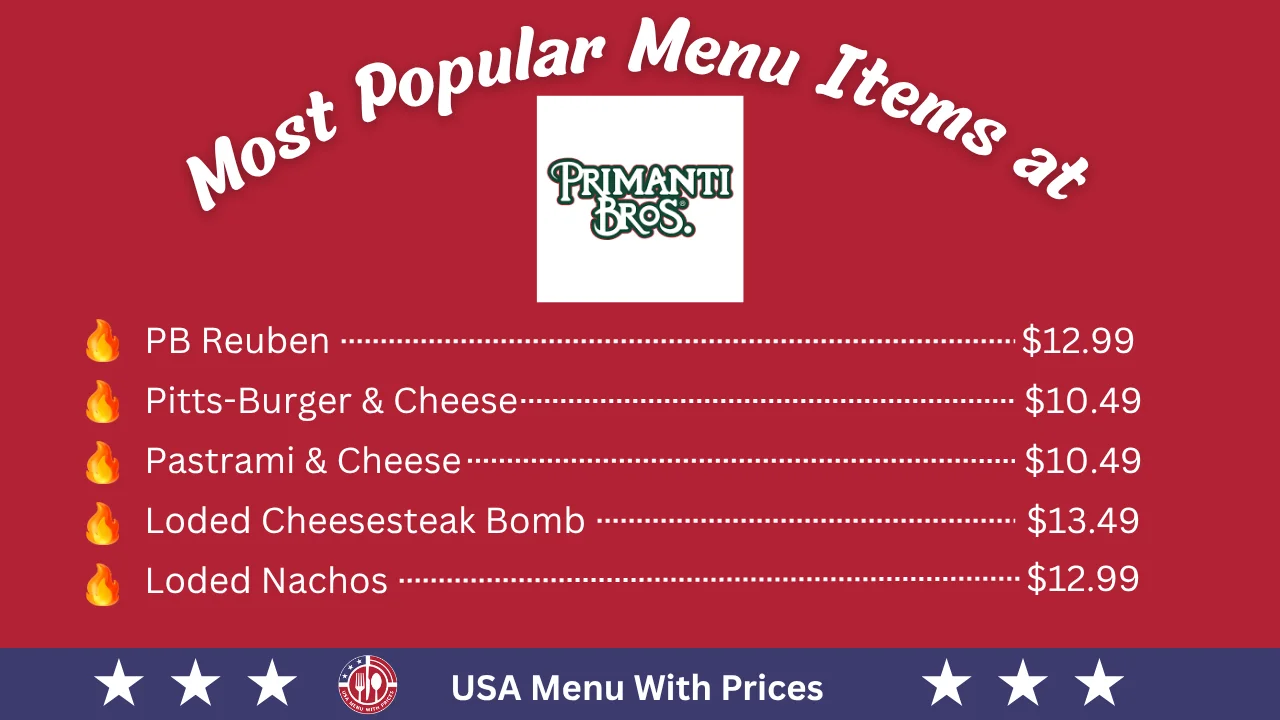 Most Popular Menu Items at Primanti Bros Menu