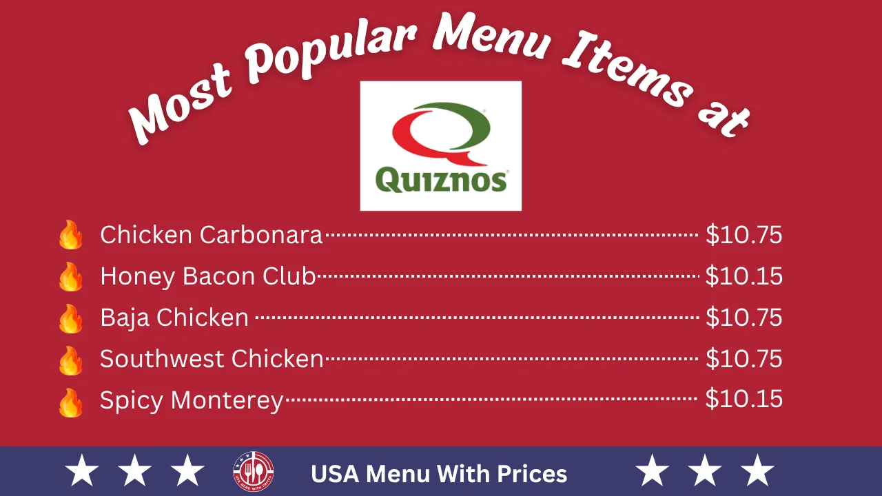Most Popular Menu Items at Quiznos Menu