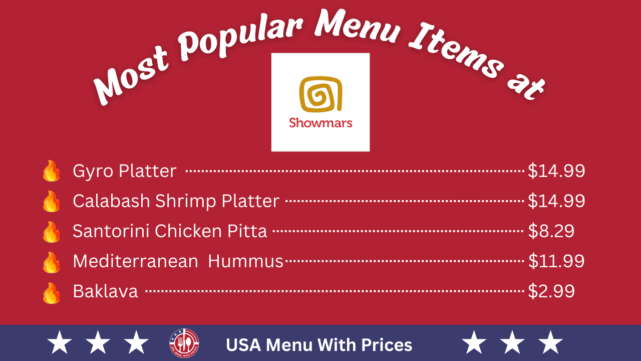 Most Popular Menu Items at Showmars Menu