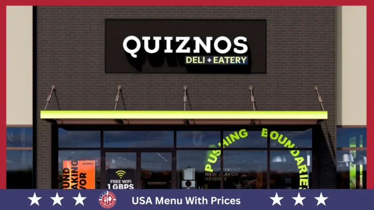 quiznos menu With Prices USA