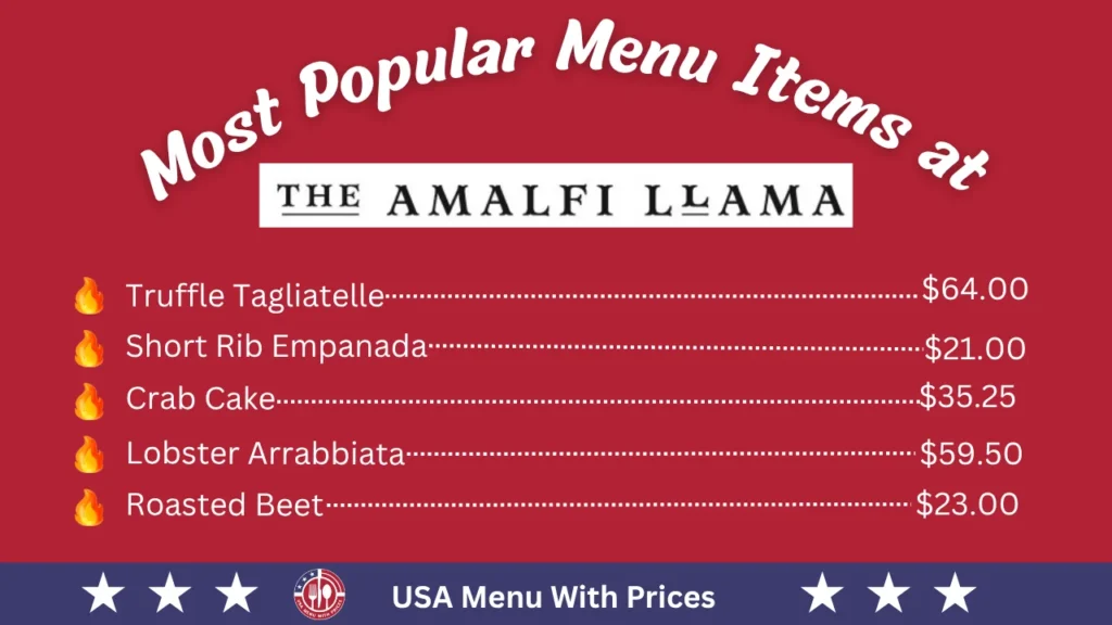 Most Popular Menu Items at Amalfi Llama Menu
