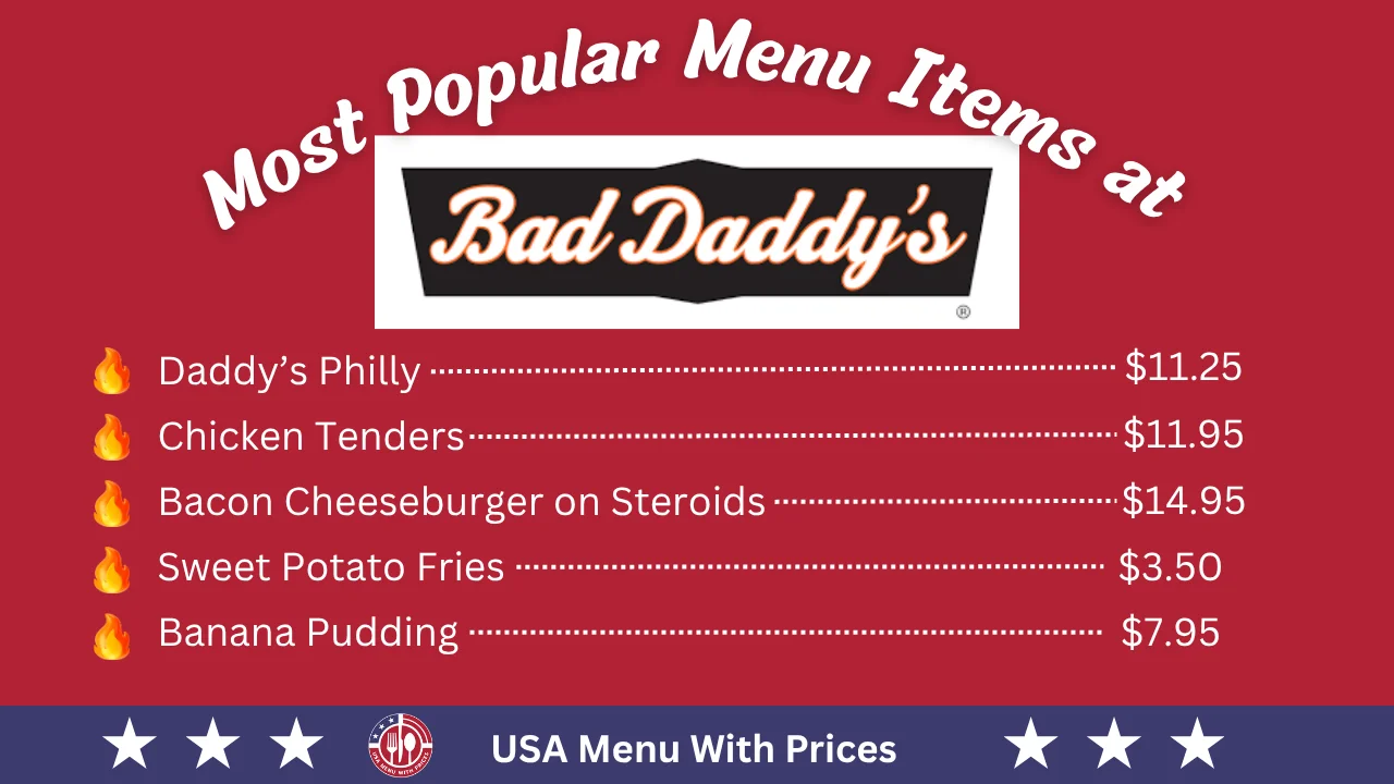 Most Popular Menu Items at Bad Daddy’s Menu