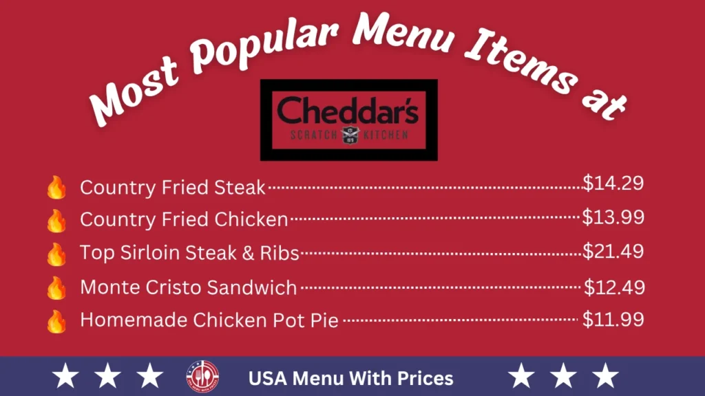 Most Popular Menu Items at Cheddar's Menu