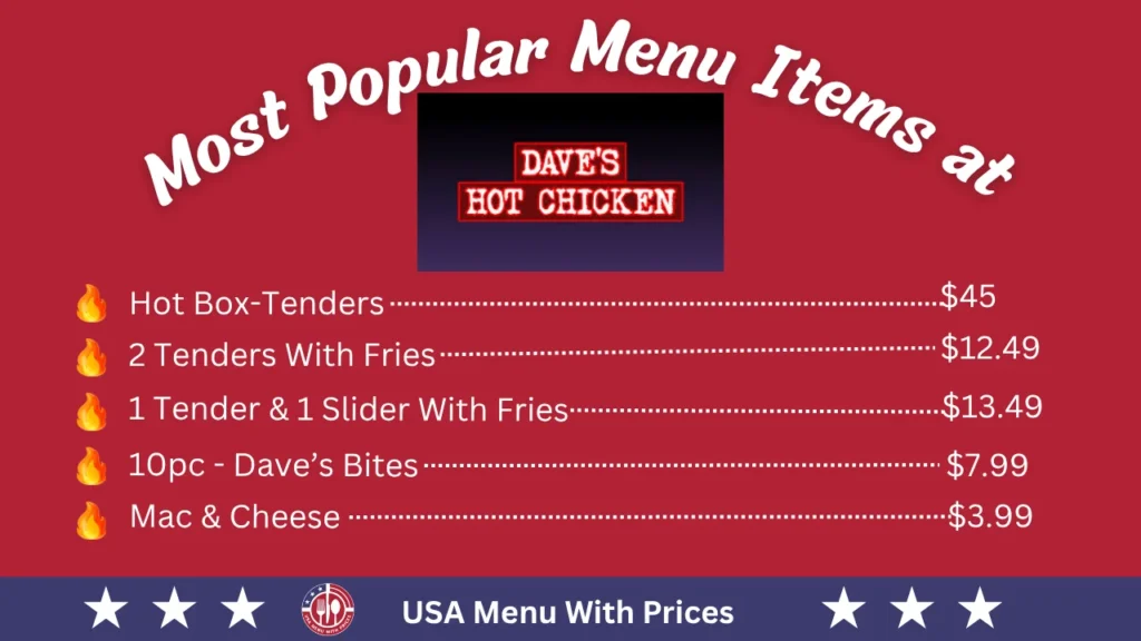 Most Popular Menu Items at Dave's Hot Chicken Menu