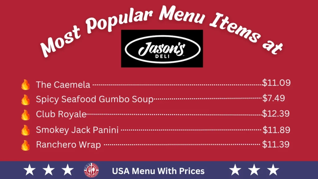 Most Popular Menu Items at Jason's Deli Menu