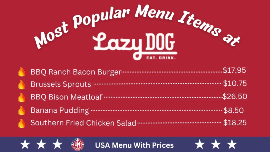 Most Popular Menu Items at Lazy Dog Menu