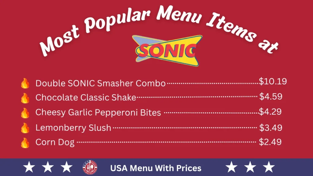 Most Popular Menu Items at Sonic Menu 