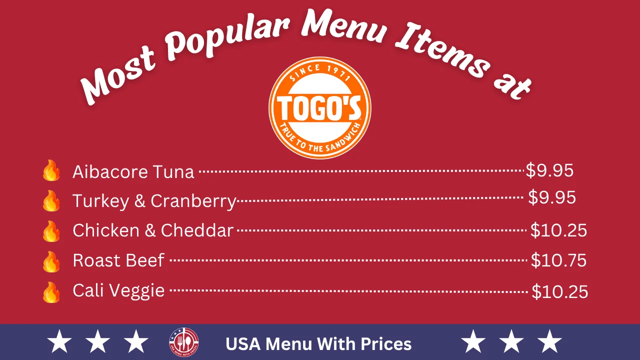 Most Popular Menu Items at TOGO'S Menu